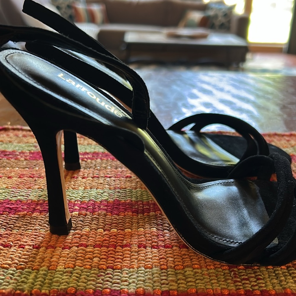 Larroude Annie Sandal in Black Suede - Picture 7 of 9